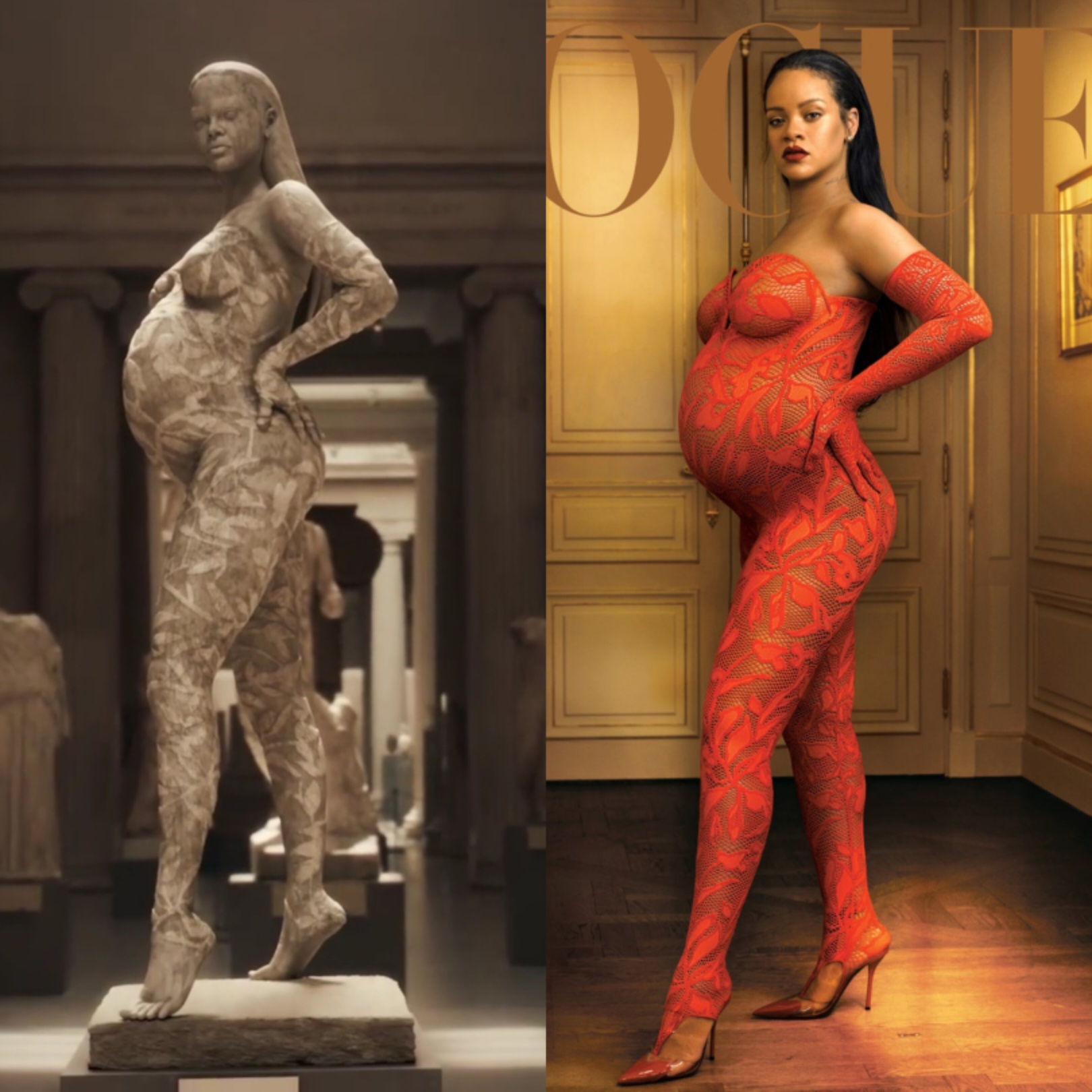 Rihanna as the statue of mable at Met museum