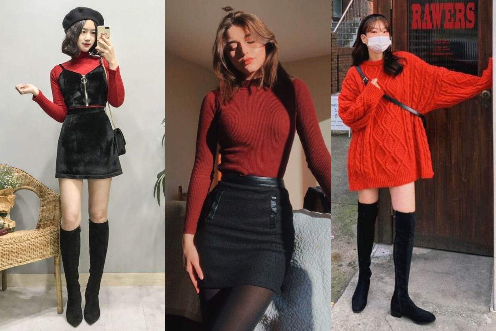 ไอเดียแต่งตัวถ่ายรูปคริสต์มาสด้วยสีแดงและสีดำ