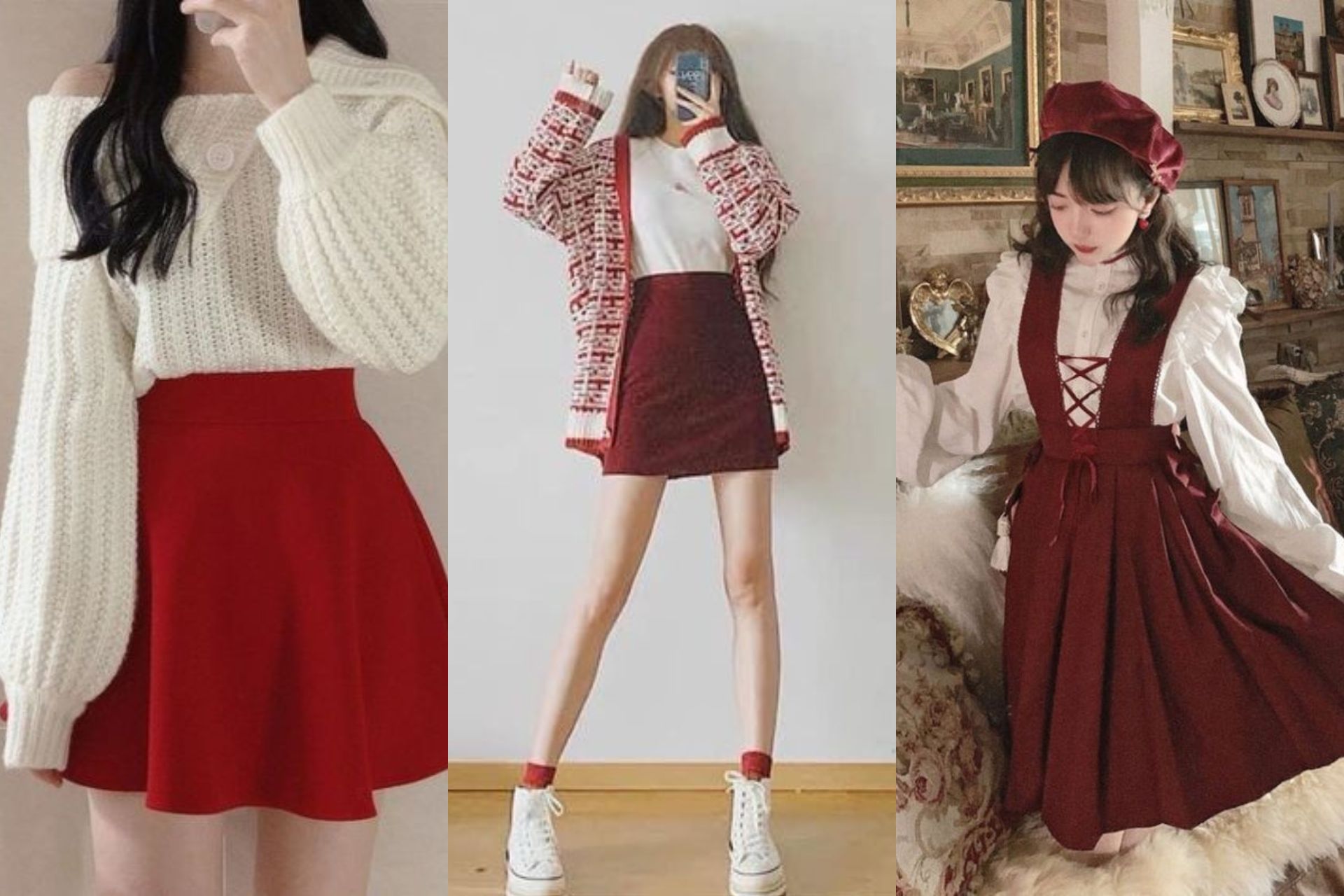 ไอเดียแต่งตัวถ่ายรูปคริสต์มาสด้วยสีแดงและสีขาว