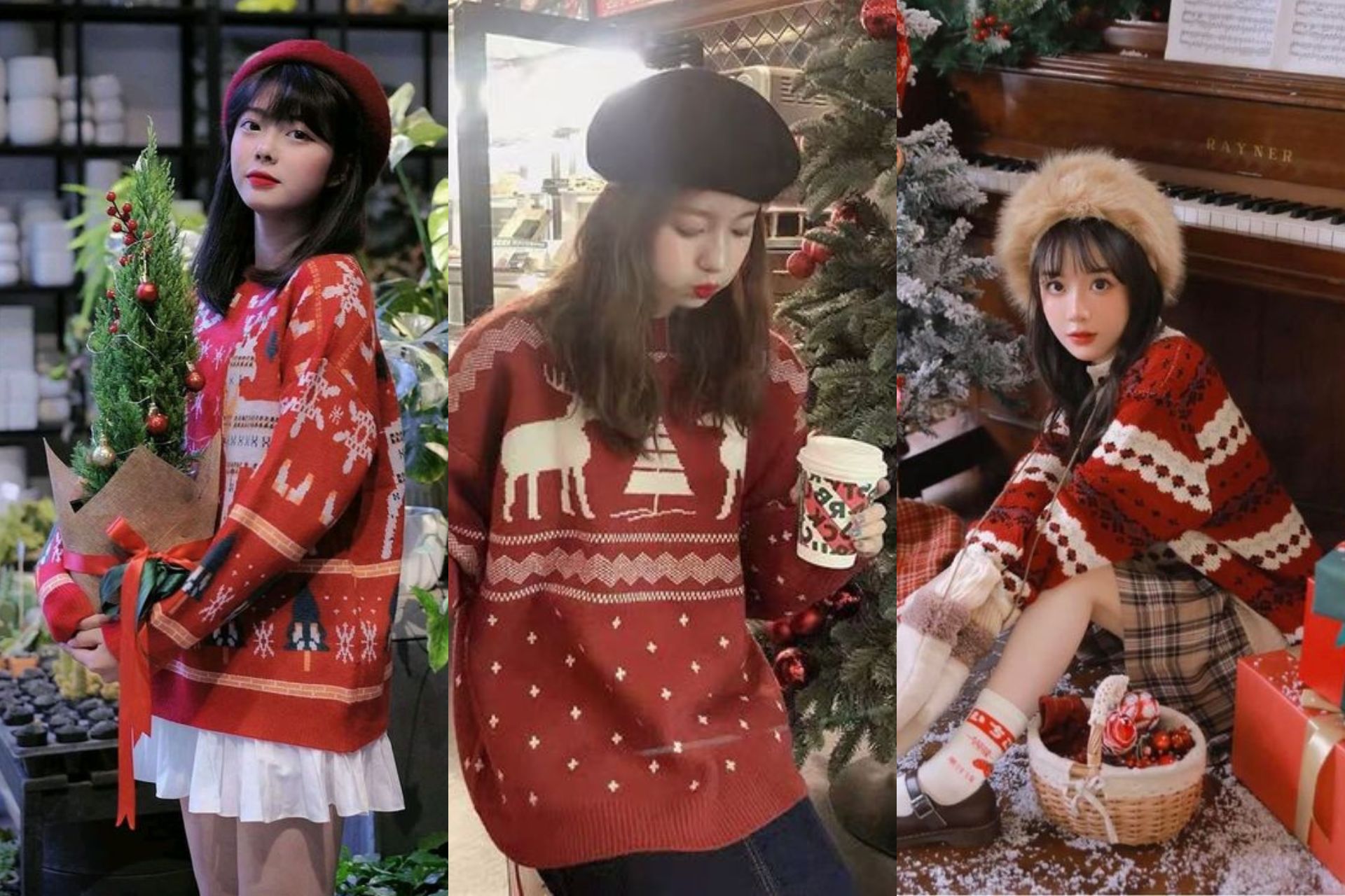 ไอเดียแต่งตัวถ่ายรูปคริสต์มาสด้วยสีแดง ลายสก็อต ลายตาราง และลายประจำคริสต์มาส