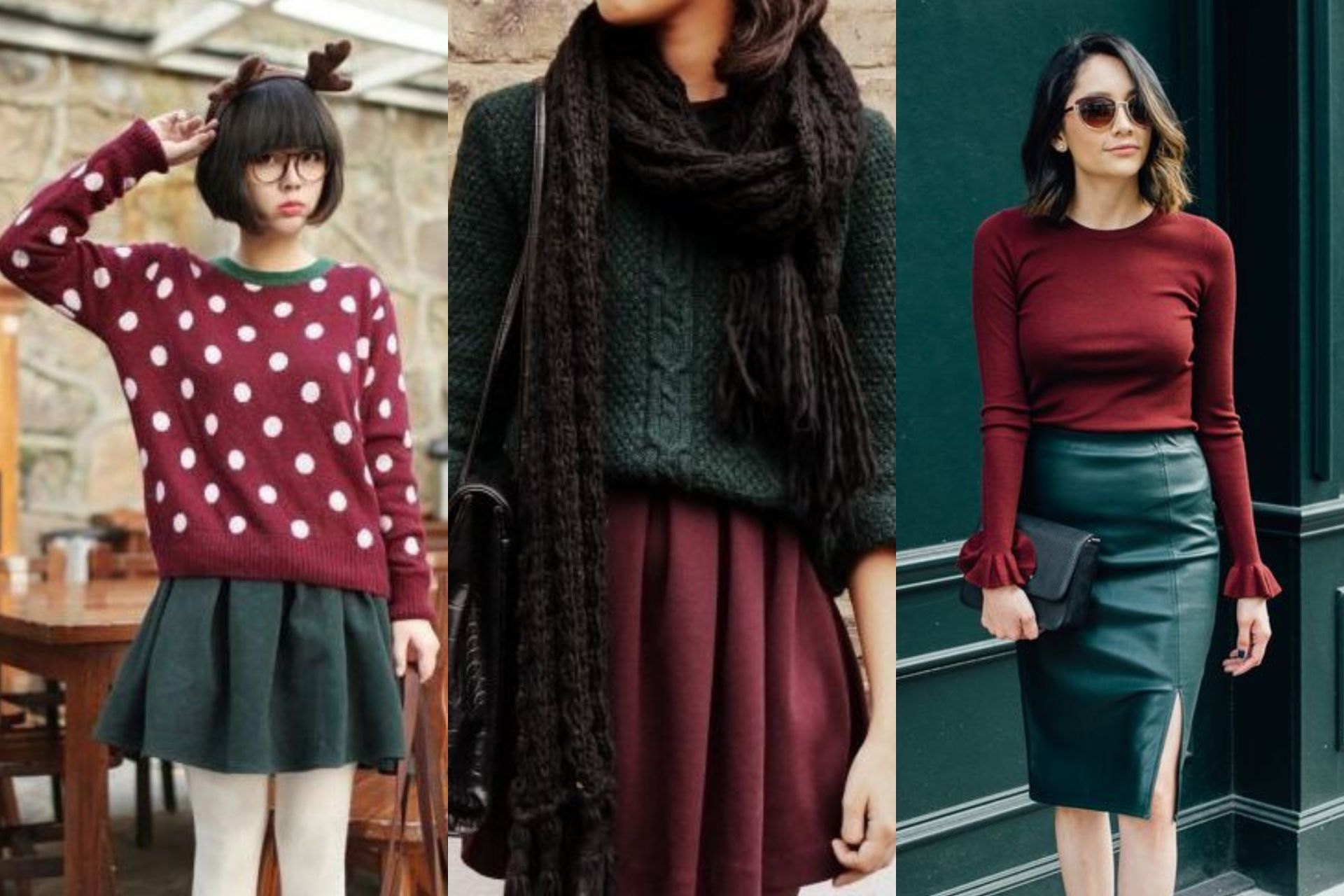 ไอเดียแต่งตัวถ่ายรูปคริสต์มาสสีแดงกับสีเขียว