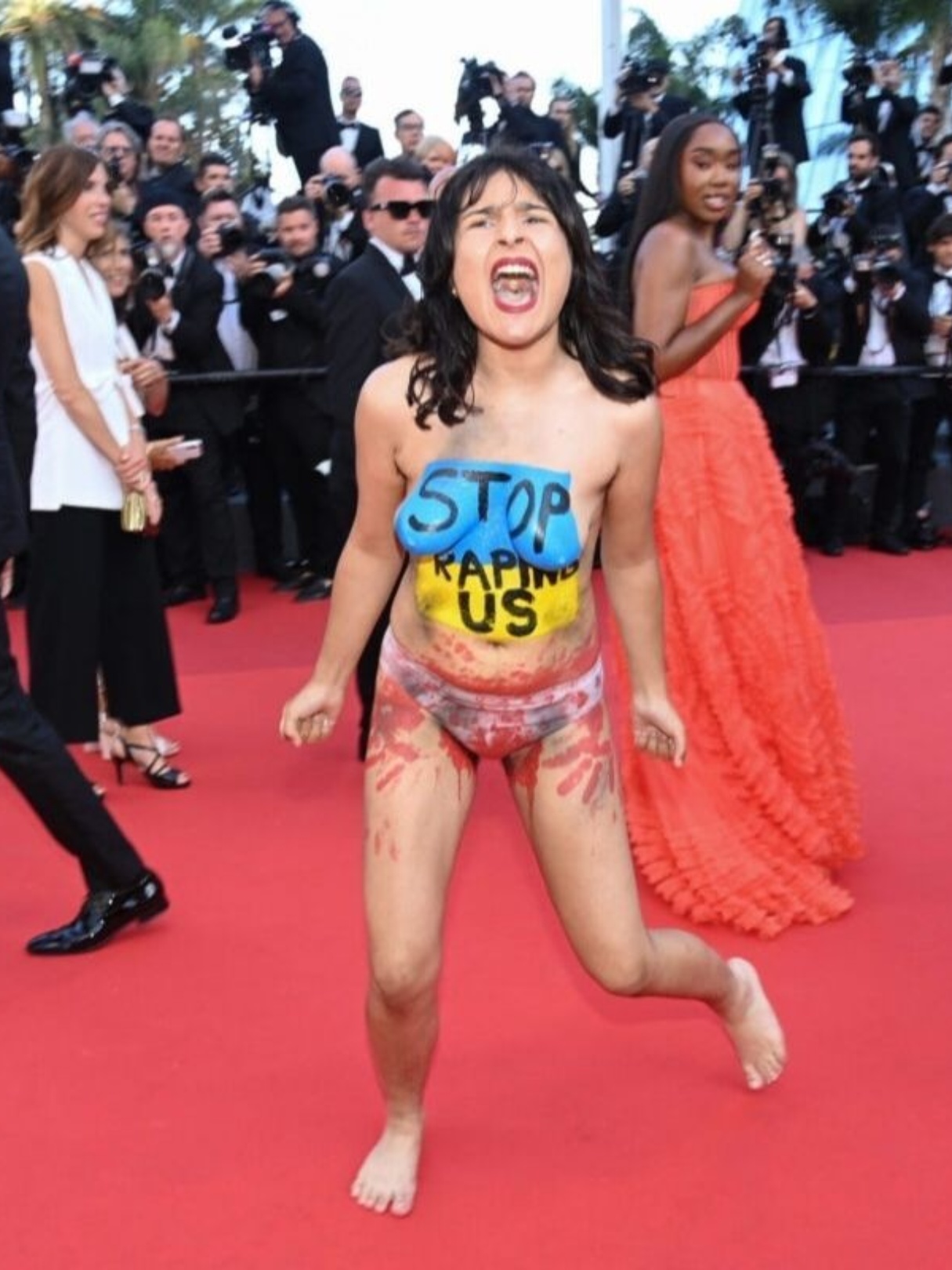 Naked woman at Cannes 2022