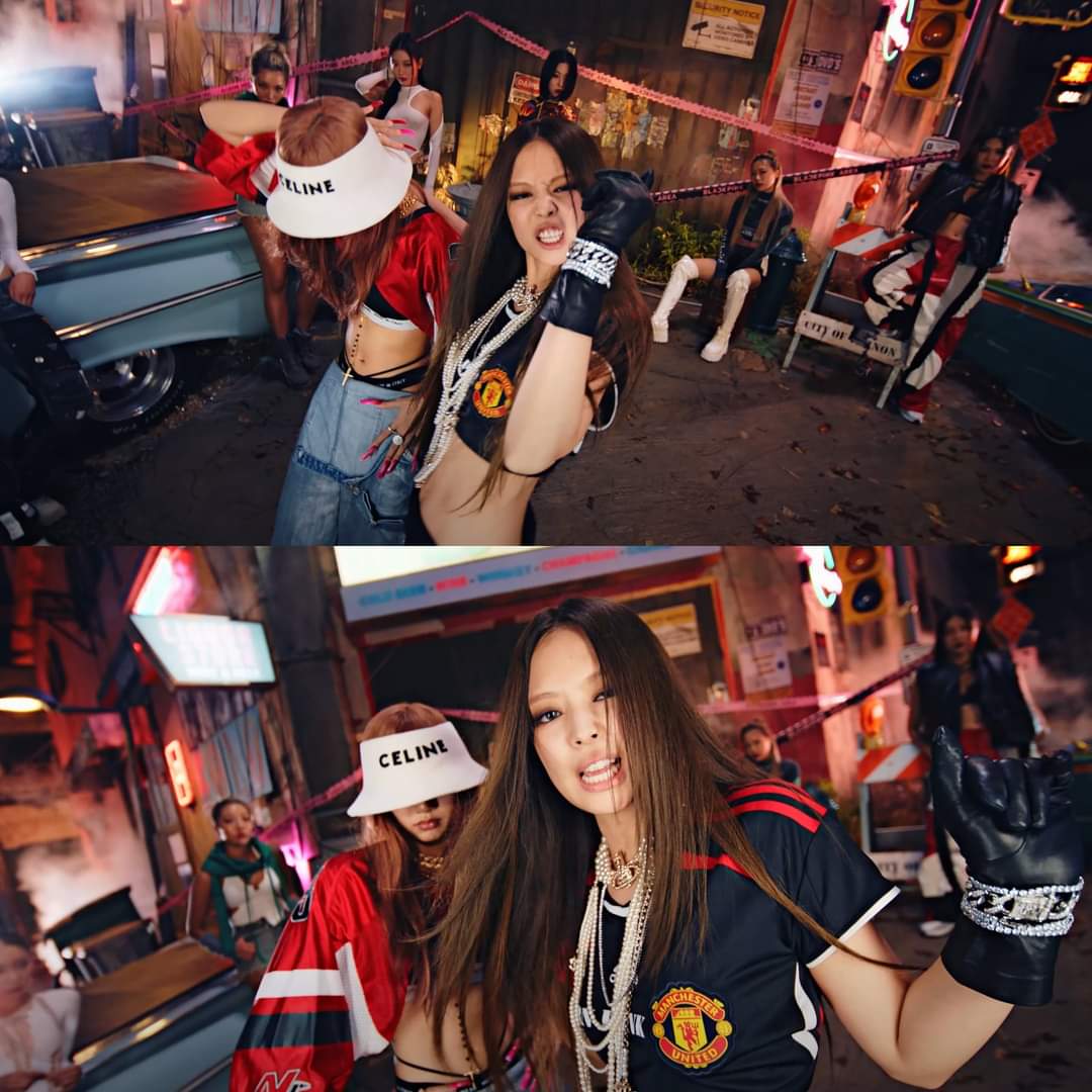 Jennie Blackpink wears Manchester United shirt in Pink Venom MV