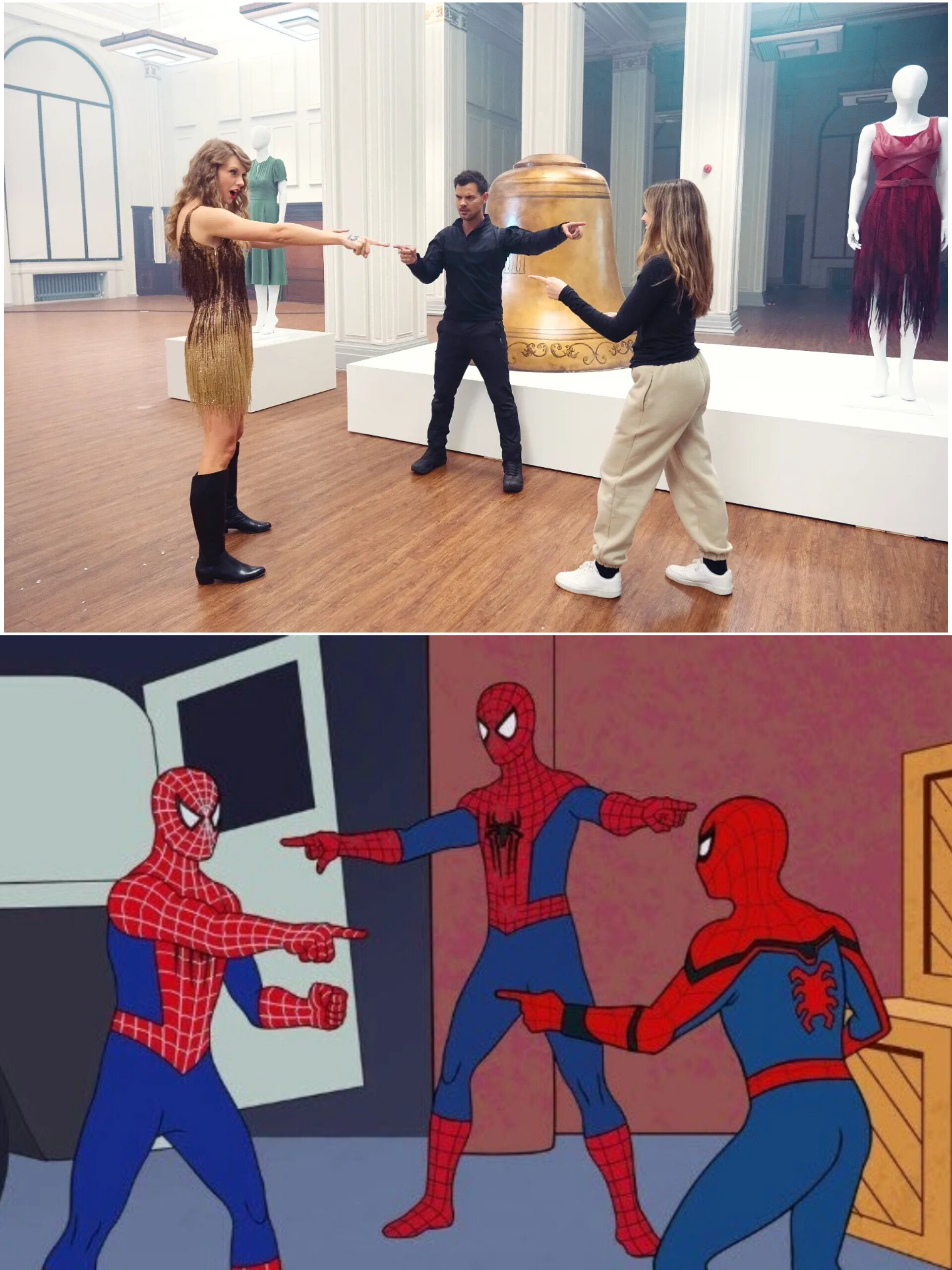 Taylor Swift and Taylor Lautner 3 Spider-Man Pointing Meme