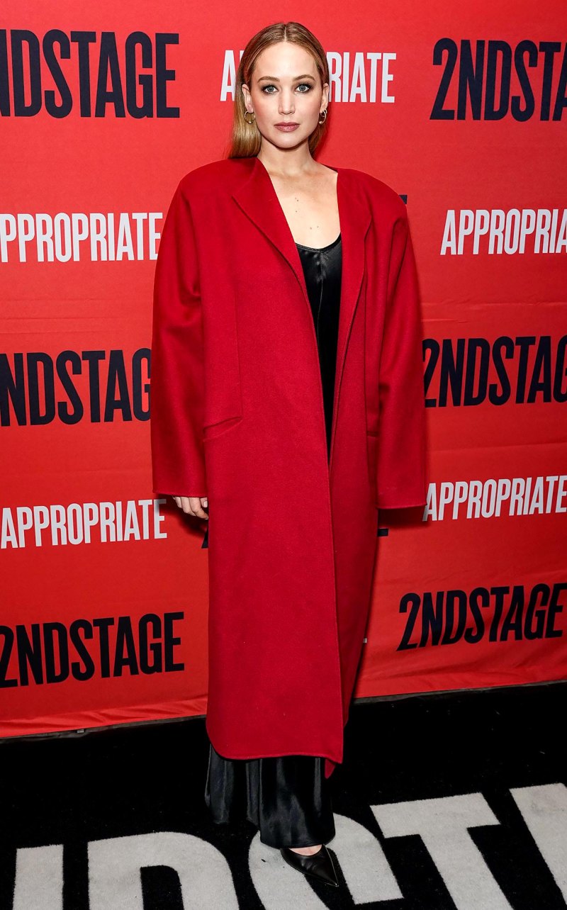 Jennifer Lawrenve wears red coat of The Row