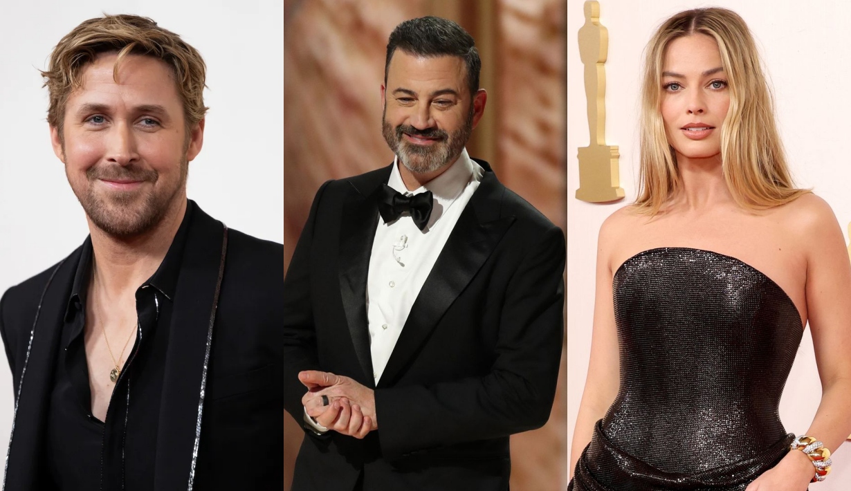Jimmy Kimmel, Jimmy Kimmel Oscars, Ryan Gosling, Ryan Gosling Oscars, Ryan Gosling Barbie, Ryan Gosling Ken, Margot Robbie, Margot Robbie Oscars, Margot Robbie Barbie