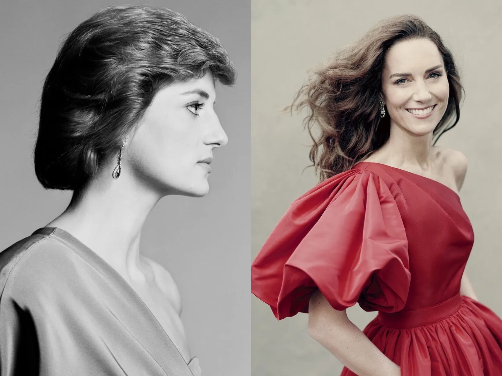 Portraits of Diana, Princess of wales and Kate Middleton