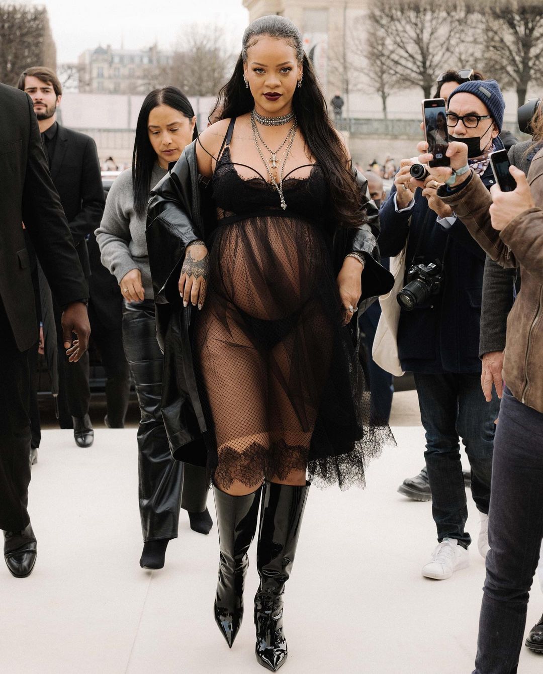 Rihanna and her maternity style at dior autumn winter 2022