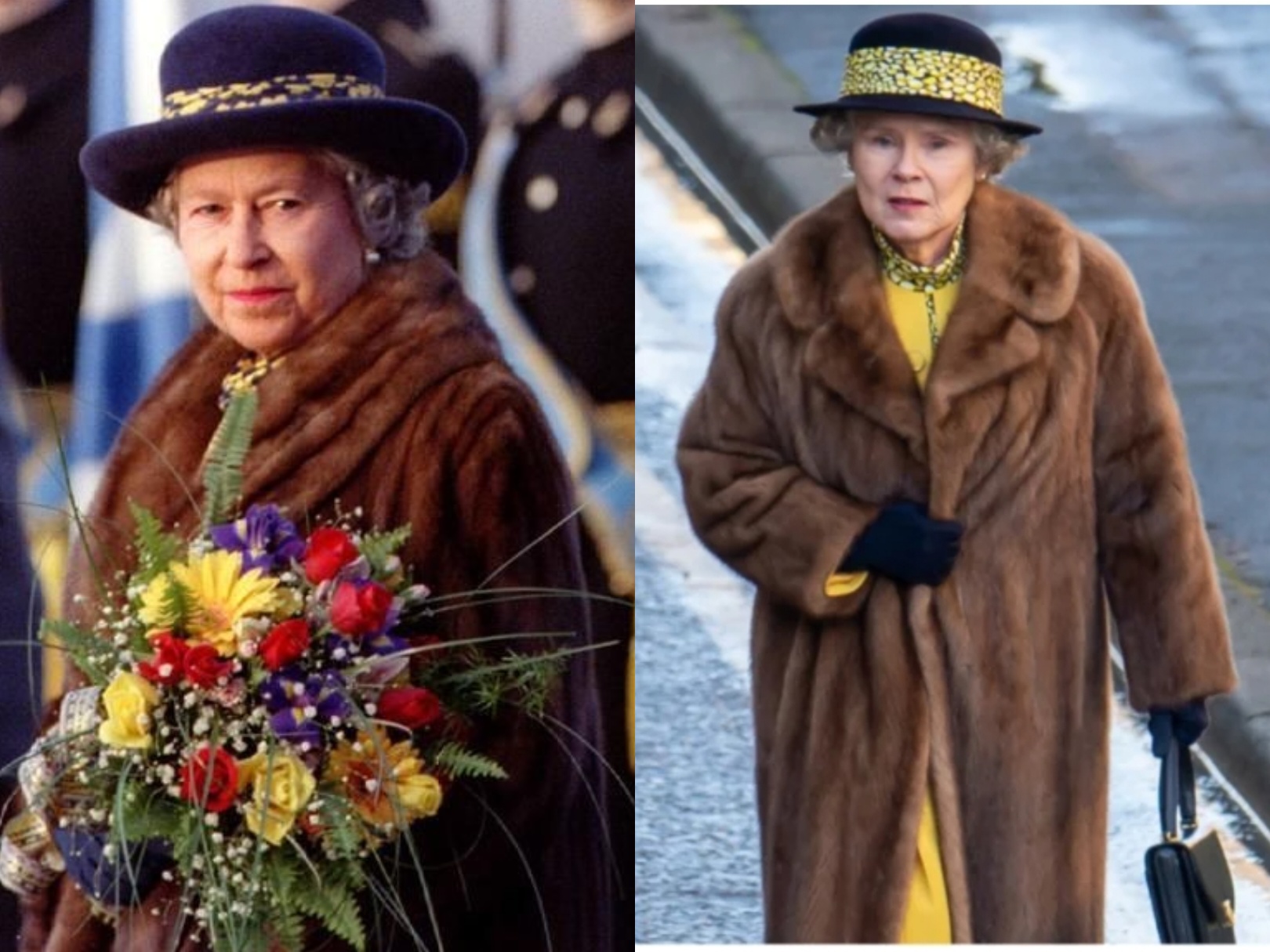Queen Elizabeth 2 immitated by Imelda Staunton in The Crown Season 5 on Netflix.