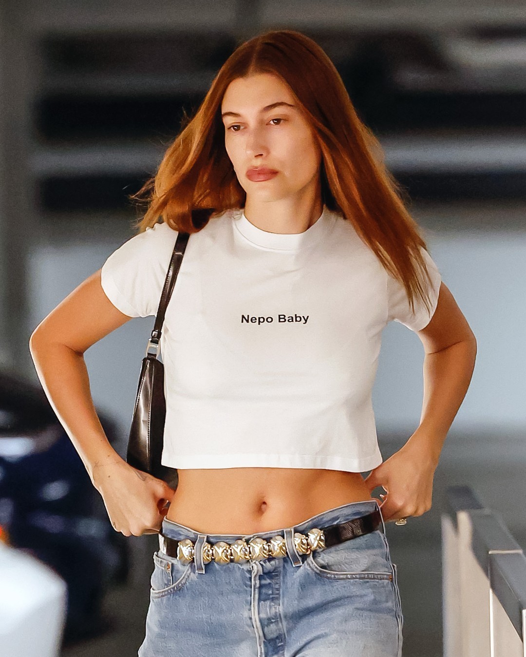 Hailey Bieber wears Nepo Baby t-shirt