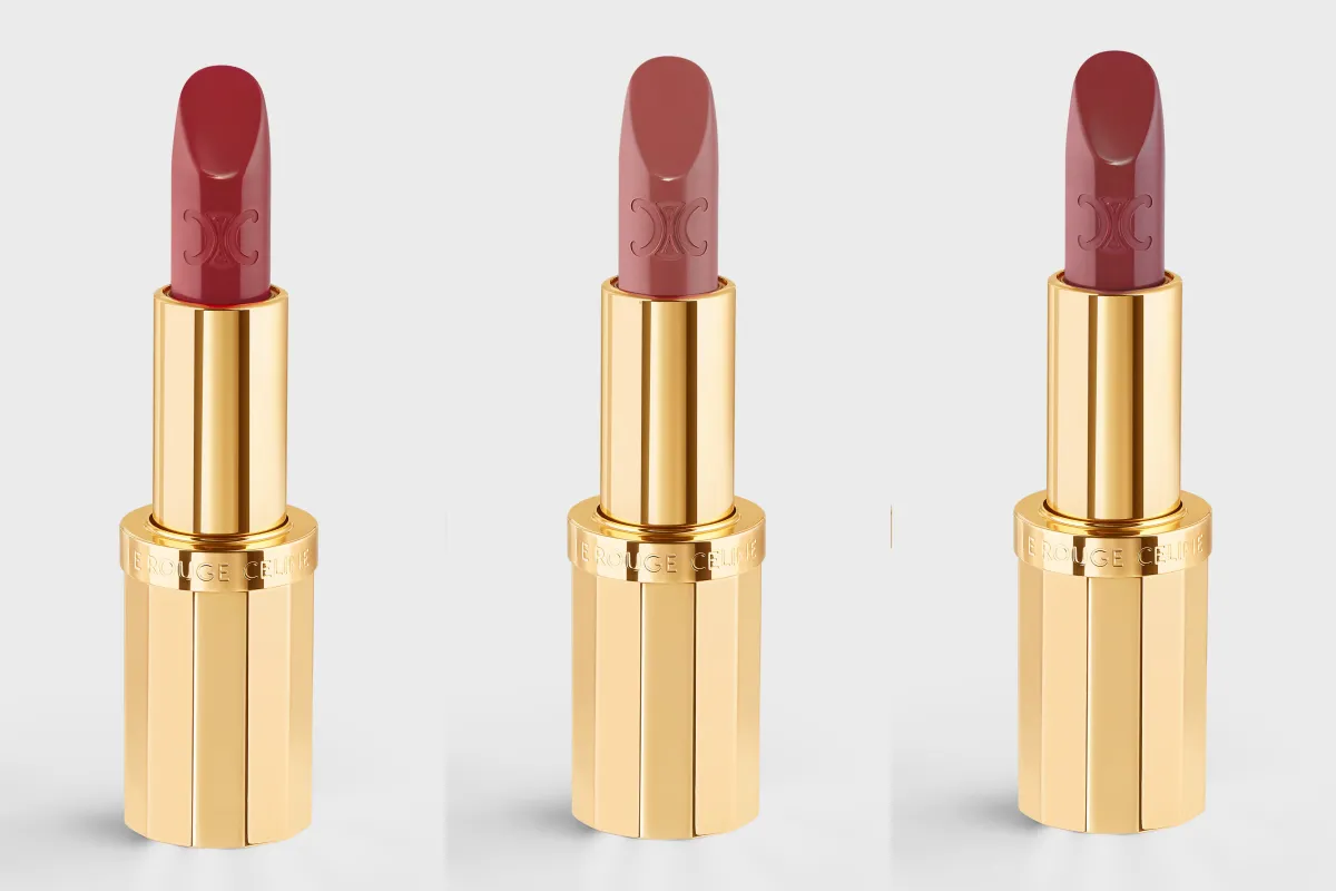 Le Rouge Celine จาก CELINE BEAUTÉ สี Manon, La Peau Nue, Rose Orphee (จากซ้ายไปขวา)