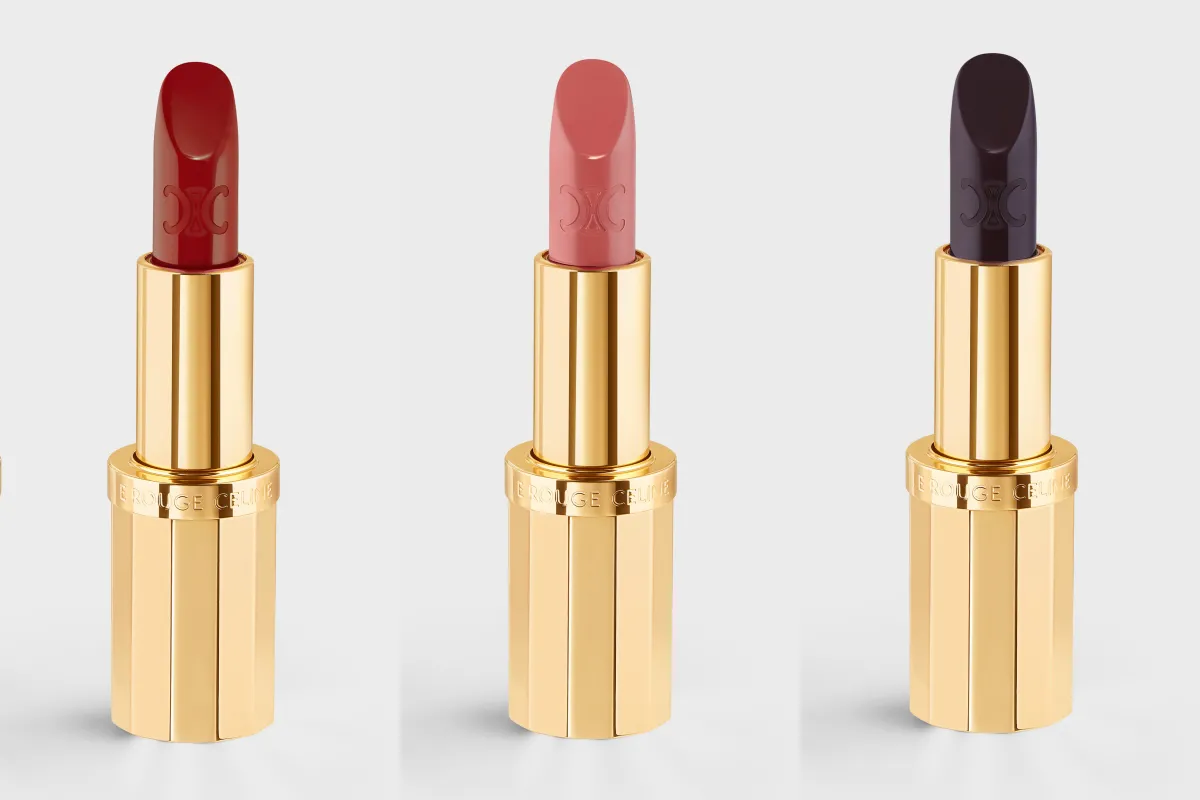 Le Rouge Celine จาก CELINE BEAUTÉ สี Rouge Triomphe, Rose Celeste, Nightclubbing (จากซ้ายไปขวา)