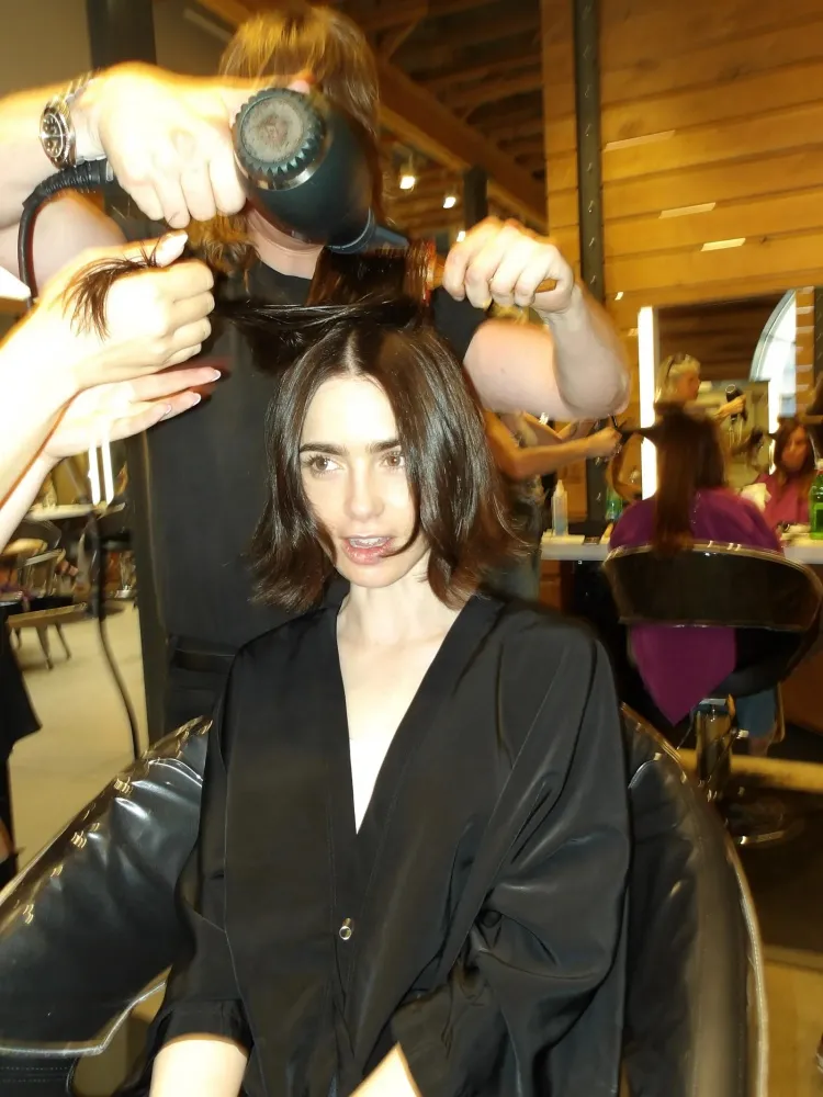 lily collins blunt bob