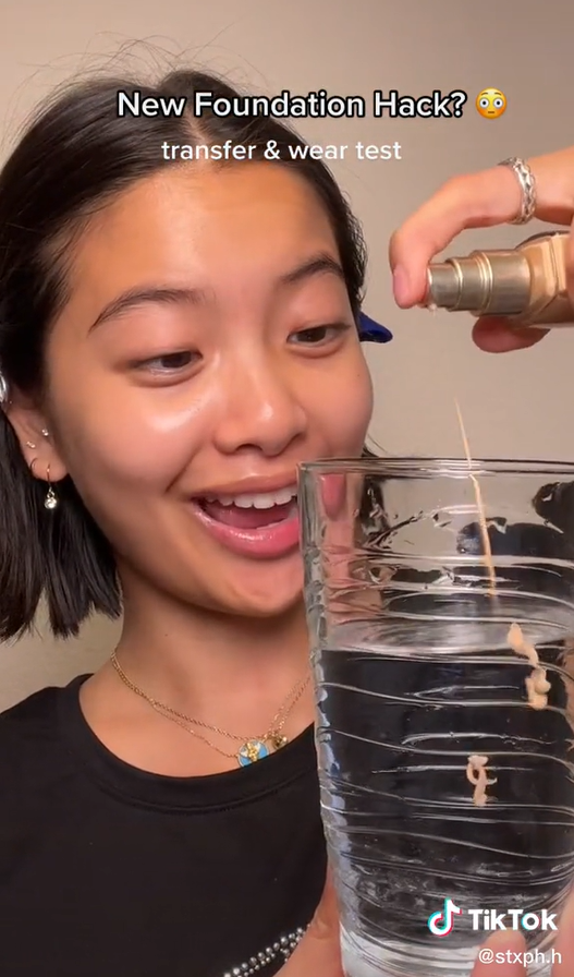 dip foundation in water makeup hack 1